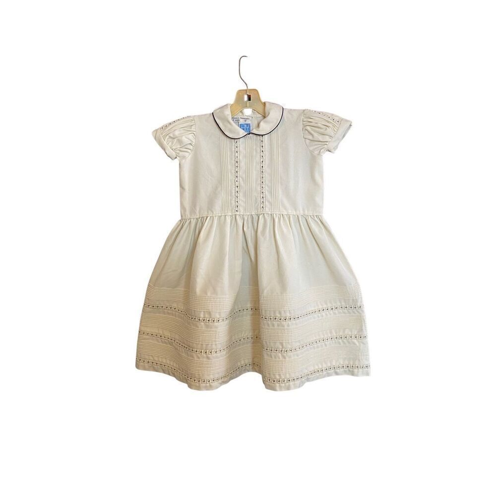 Poly cijica toddler girls, cream/ivory embroidered floral dress S/4T 
